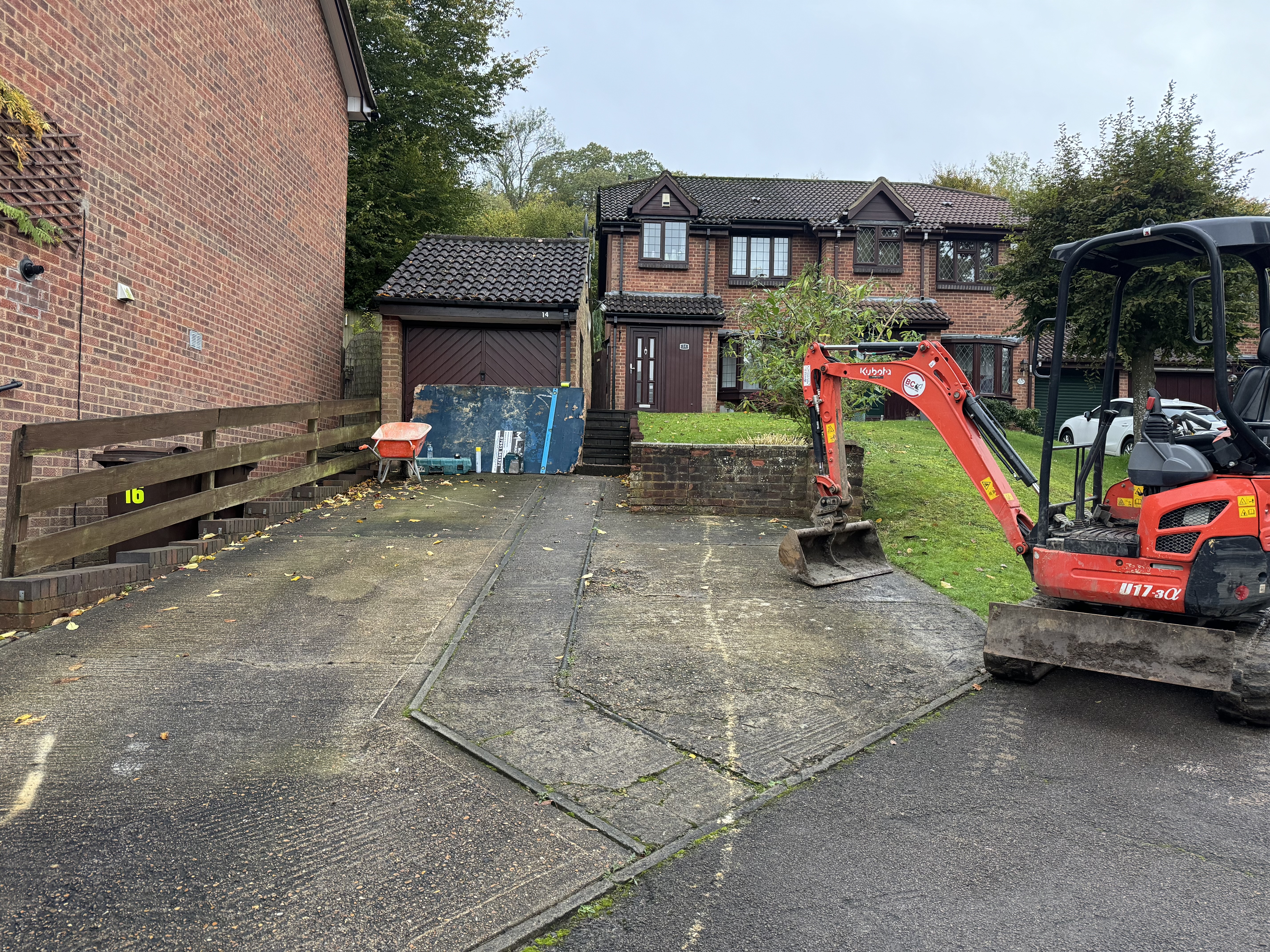 Old cracked driveway before block paving installation in Kent