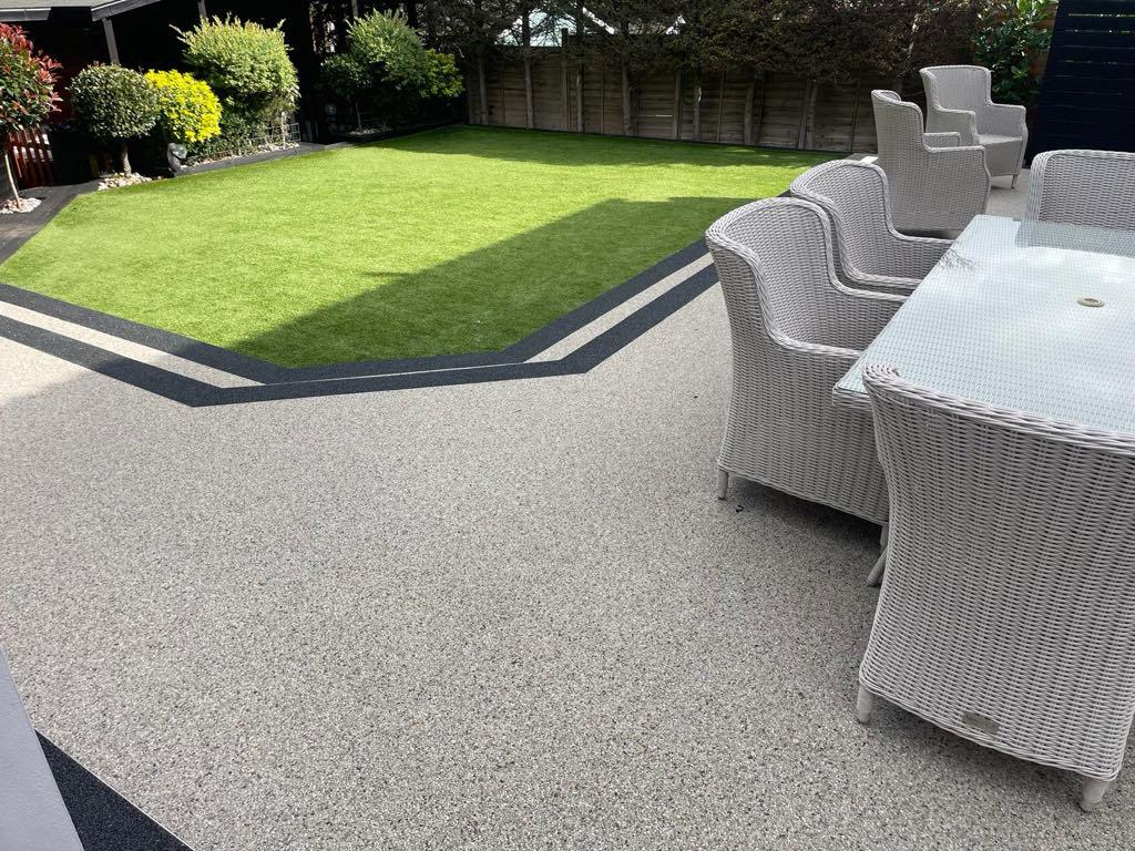 A complete transformation from old, weathered decking to a beautiful, low-maintenance resin patio with modern finishes and expert colour matching