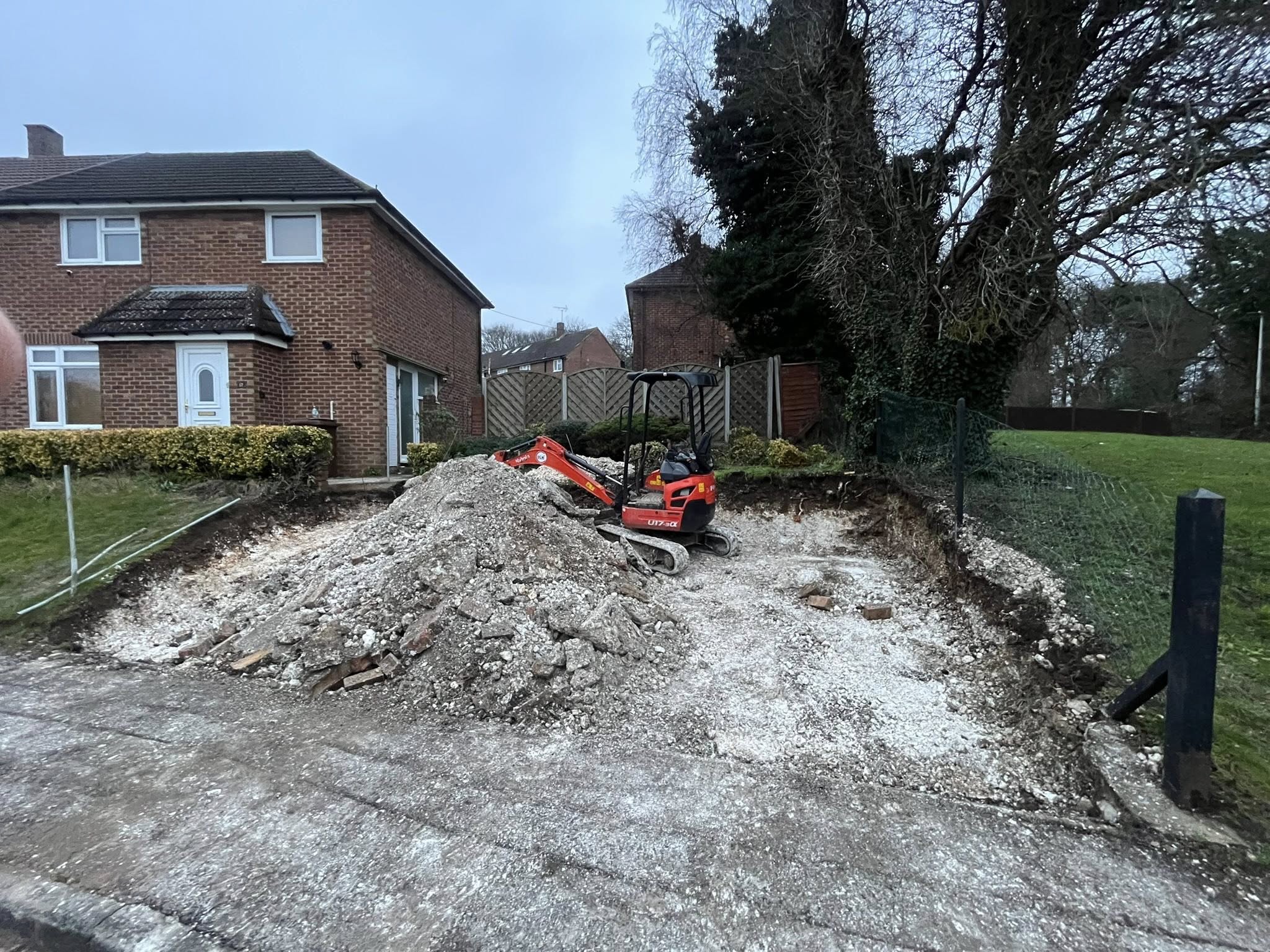 Excavation and groundwork for Brett omega block paving driveway installation in Maidstone