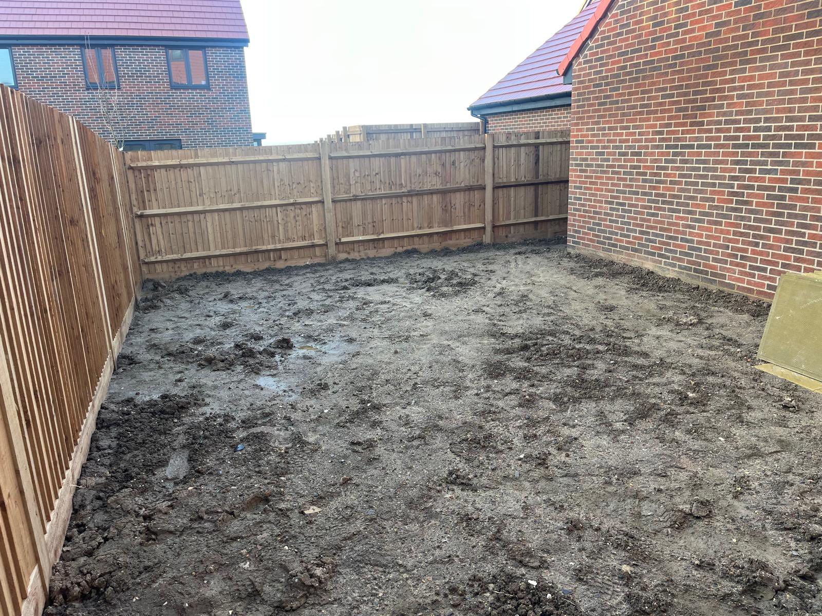 Waterlogged garden in Minster before transformation
