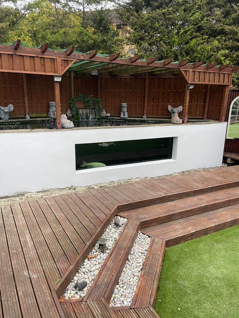 Old weathered decking before replacement