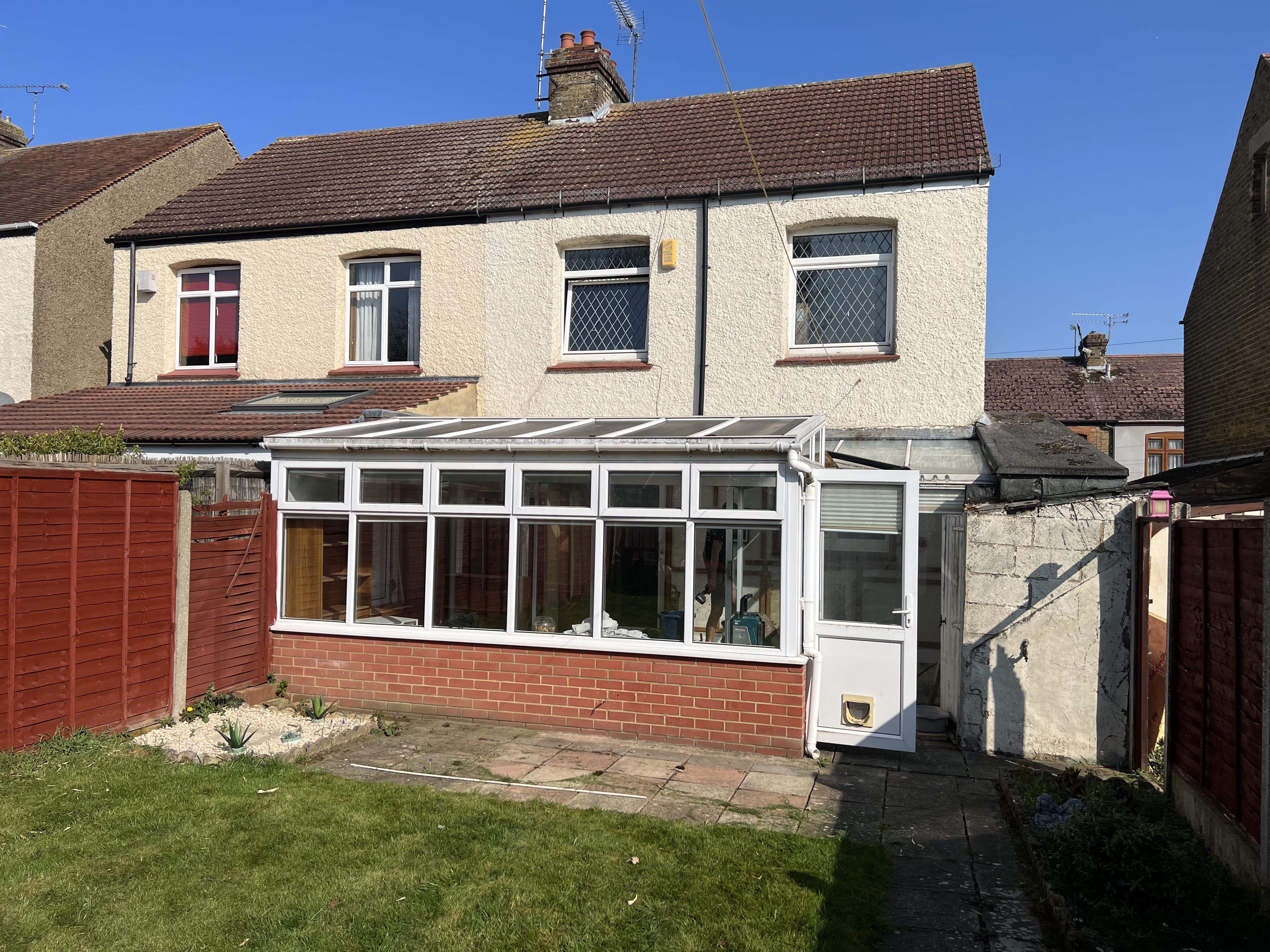 Old conservatory before removal for open plan extension Medway